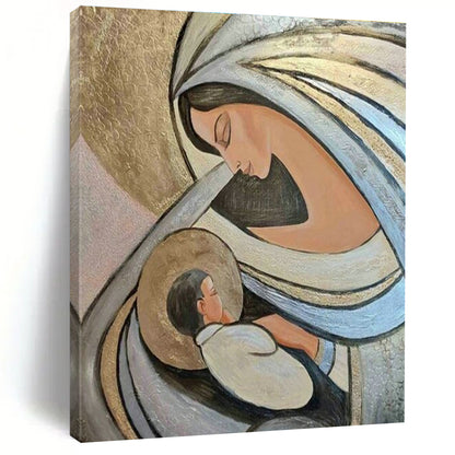 Madonna and Child Abstract Art for Religious Home Chapel & Art - Inspired Living Room DLZ2110