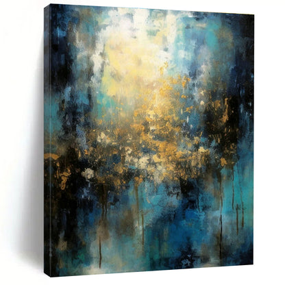 Blue and Gold Radiant Abstract Art for Art Gallery - Style Home & Upscale Event Venue DLZ0746