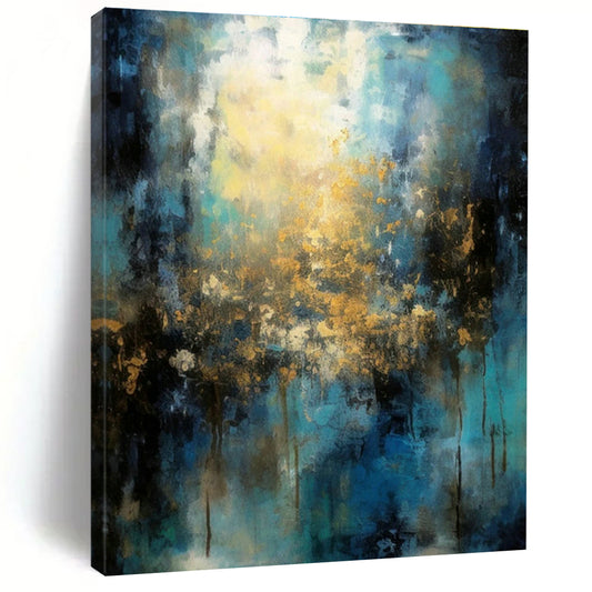 Blue and Gold Radiant Abstract Art for Art Gallery - Style Home & Upscale Event Venue DLZ0746