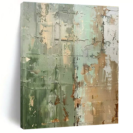 Green - Brown Textured Abstract Art for Rustic Home Library & Eco - Friendly Art Gallery DLZ1741