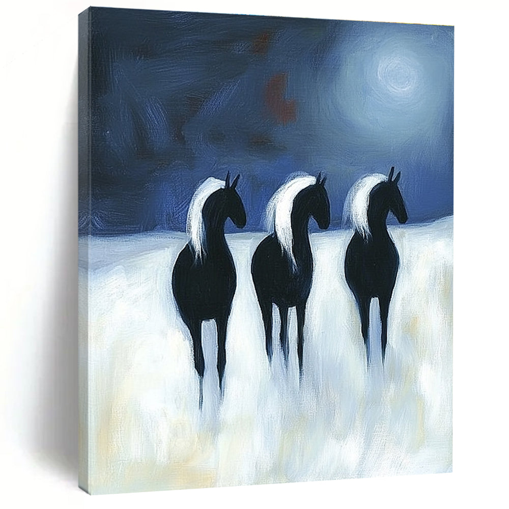 Night Horses Art for Bohemian - Style Lounge & Dreamy Home Reading Nook STSC1443