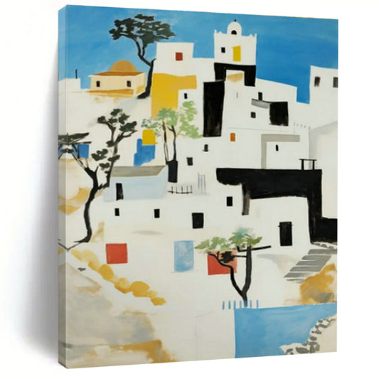 White Building Landscape Art for Mediterranean - Style Villa & Travel Agency Office DLZ1769