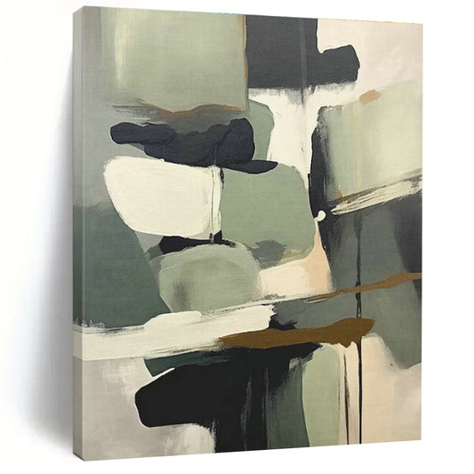 Gray - Green Geometric Abstract Art for Scandinavian - Style Home & Contemporary Art Studio DLZ1628