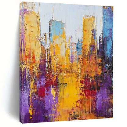 Golden - Hued Abstract Cityscape for Luxury Office Reception & Contemporary Living Room STSC161