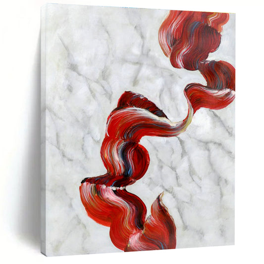 Red Ribbon Abstract Art for Living Room & Bedroom DLZ0485