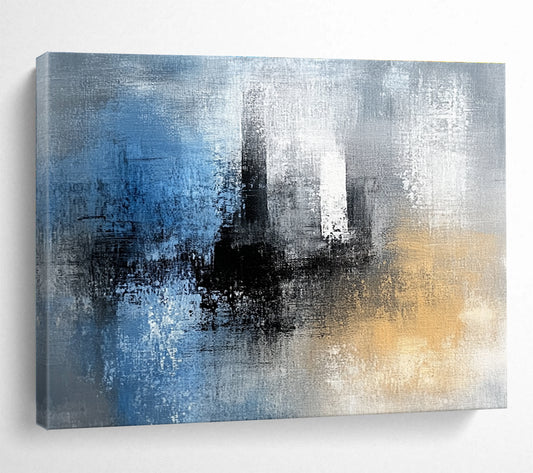 Blue - Gray Abstract Cityscape Art for Urban Loft & Minimalist Café SC032