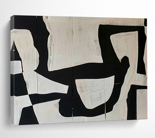 Black - White Collage Abstract Art for Edgy Urban Café Walls DLZ3129