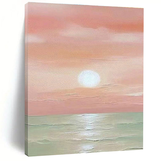 Pink Sea Sunrise Art for Coastal Bedroom Wall Decor DLZ0280