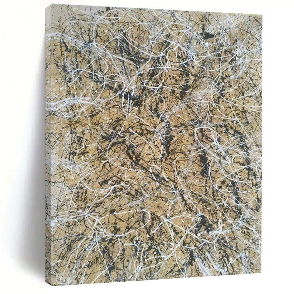 Beige - Gold Splatter Abstract Art for Luxury Boutique Hotel Room & Art Gallery Café DLZ1798