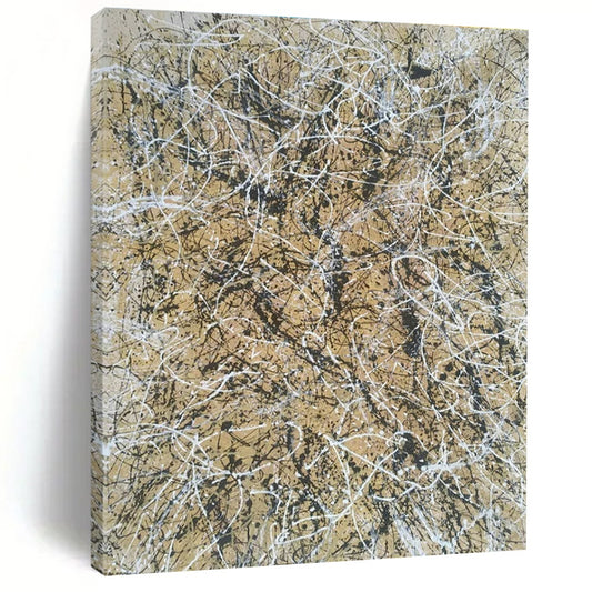 Beige - Gold Splatter Abstract Art for Luxury Boutique Hotel Room & Art Gallery Café DLZ1798