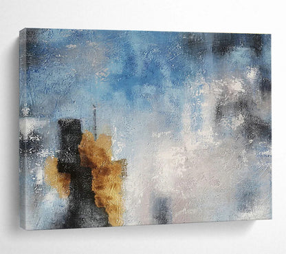 Sophisticated Blue - Gold Abstract Accent for Cultivating a Luxurious Office Atmosphere DLZ3037