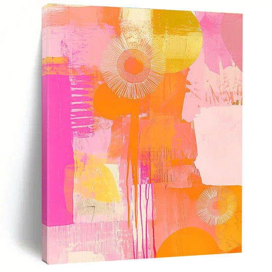 Pink and Orange Abstract Art for Modern Art Gallery Café & Cheerful Breakfast Nook STSC1408