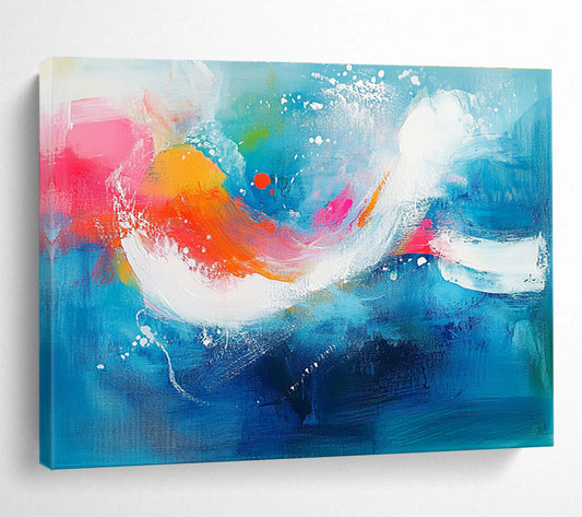 Blue Abstract Waves Art for Coastal Home Office & Relaxing Spa SC308