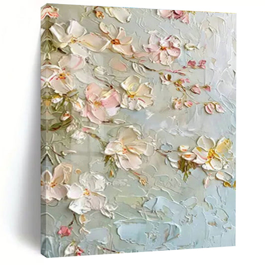 Textured Floral Branch Art for Traditional Library & Cherry Blossom Festival Venue DLZ1399