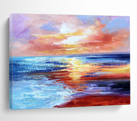 Seascape Sunset Oil Painting for Beachfront Home Master Bedrooms DLZ2678