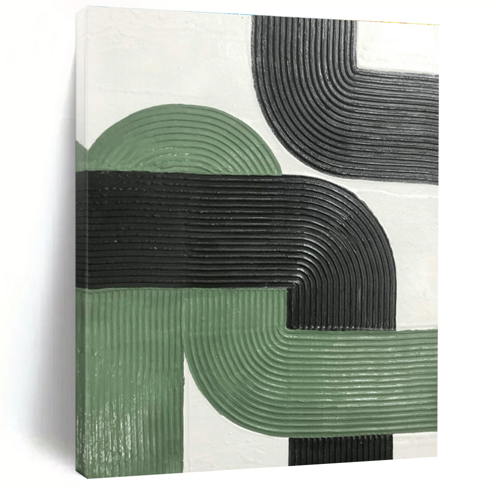 Green - Black Relief Art for Modern Minimalist Bedroom & Urban Art Gallery DLZ1178