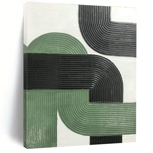 Green - Black Relief Art for Modern Minimalist Bedroom & Urban Art Gallery DLZ1178