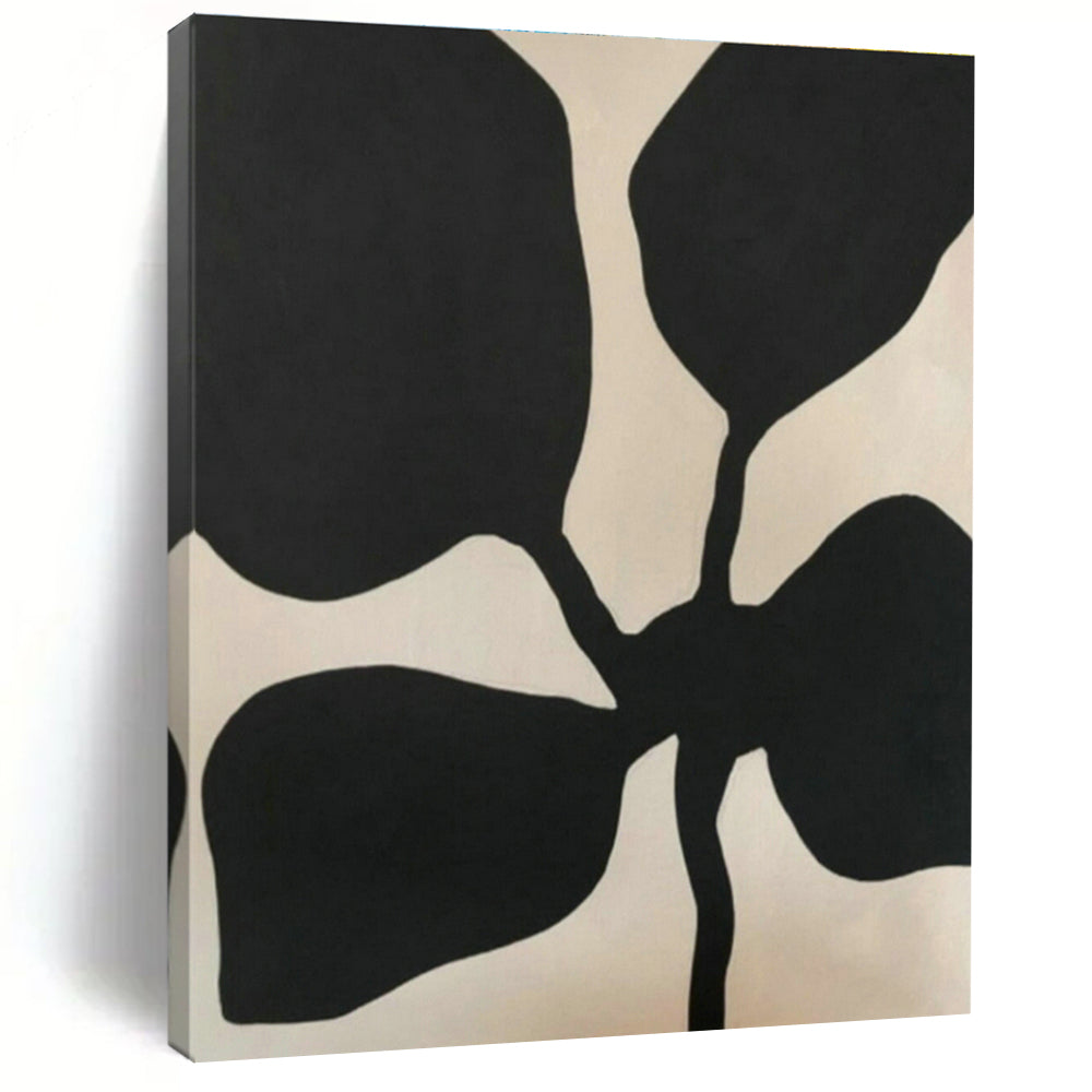 Black - White Petal - Shaped Abstract Art for Minimalist Living Room & Modern Art Café DLZ1890