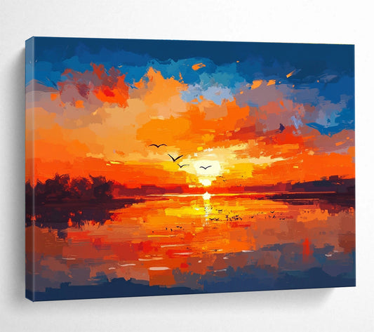 Vibrant Sunset Landscape Art for Nautical - Themed Hotel & Coastal Resort Lobby SC284
