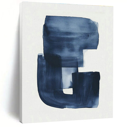 Blue Ink Abstract Art for Minimalist Home Office & Japanese - Inspired Tea Room DLZ1629