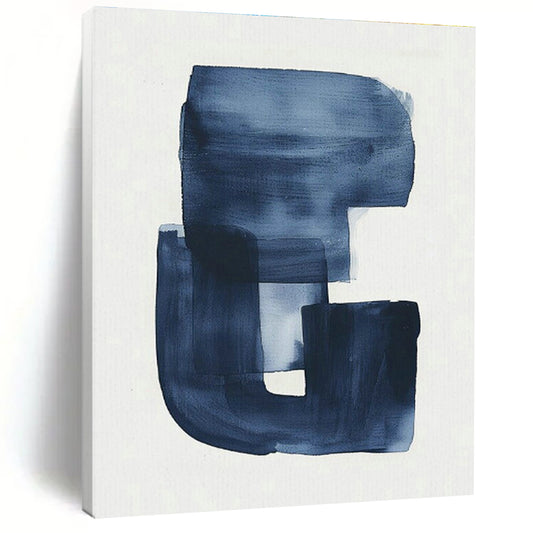 Blue Ink Abstract Art for Minimalist Home Office & Japanese - Inspired Tea Room DLZ1629
