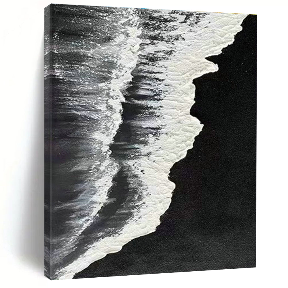 Black - Base Silver Wave Abstract 2 for Minimalist Gallery & Zen - Inspired Meditation Room DLZ0969