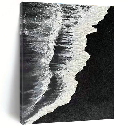 Black - Base Silver Wave Abstract 2 for Minimalist Gallery & Zen - Inspired Meditation Room DLZ0969