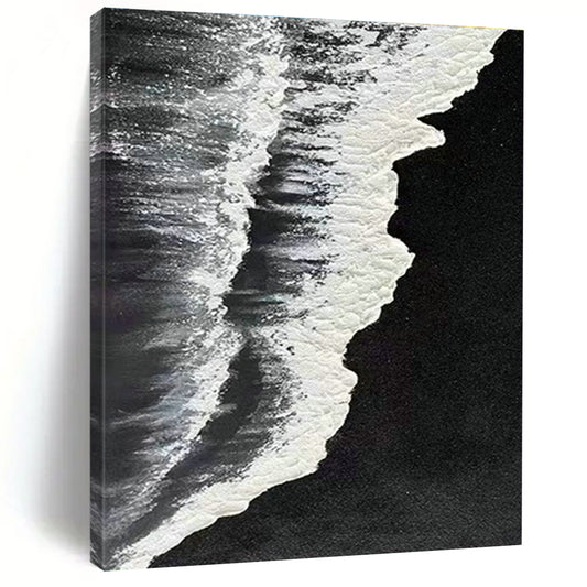Black - Base Silver Wave Abstract 2 for Minimalist Gallery & Zen - Inspired Meditation Room DLZ0969