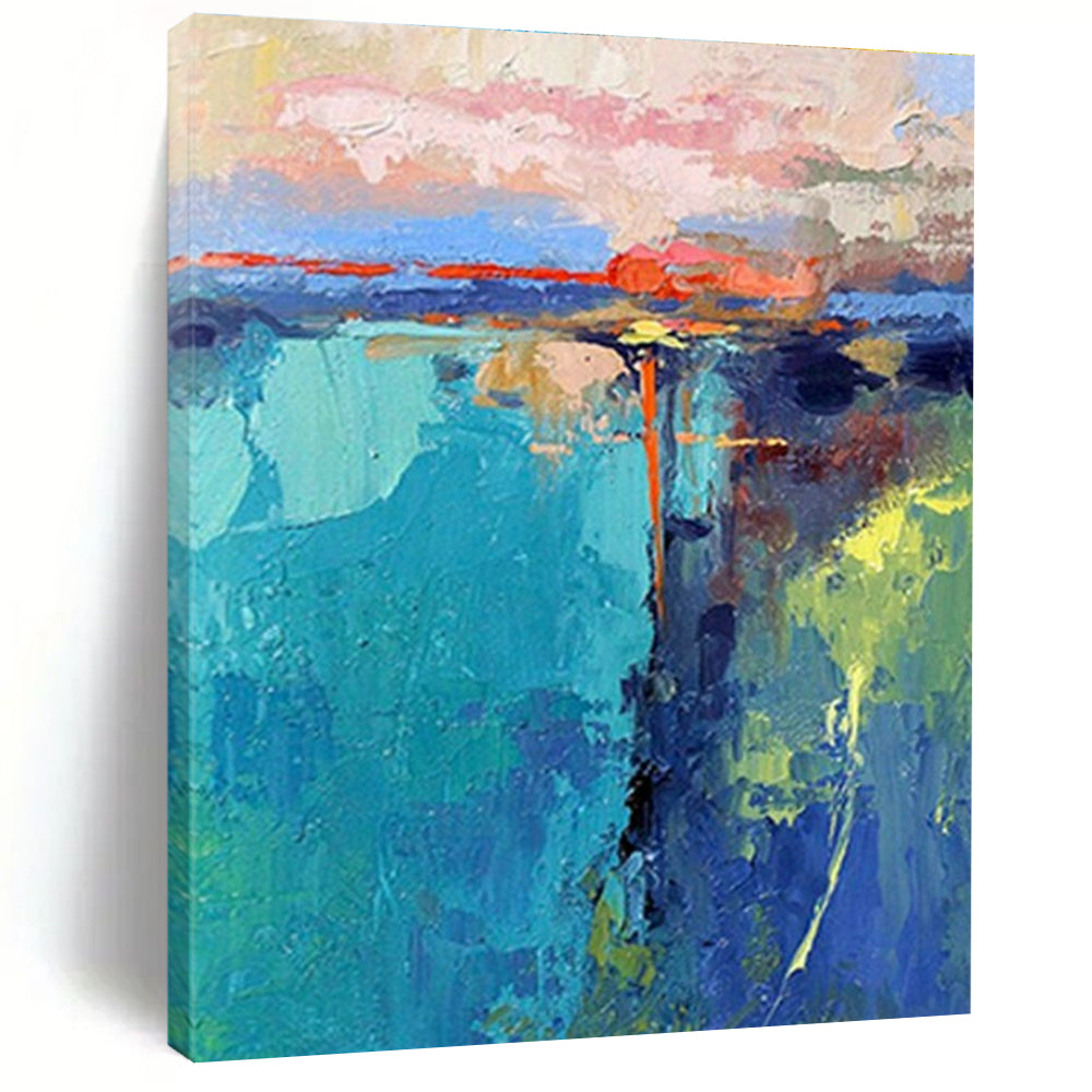 Colorful Abstract Landscape Art for Beach House Lounge & Artistic Community Center DLZ1597