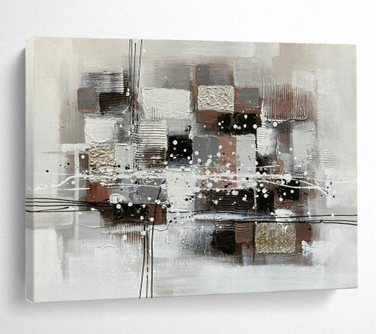 Brown - Grey - Gold Abstract Art for Stylish Home Office DLZ2738