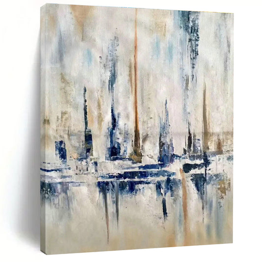 Blue - Grey City Abstract Art for Living Room & Office DLZ0473