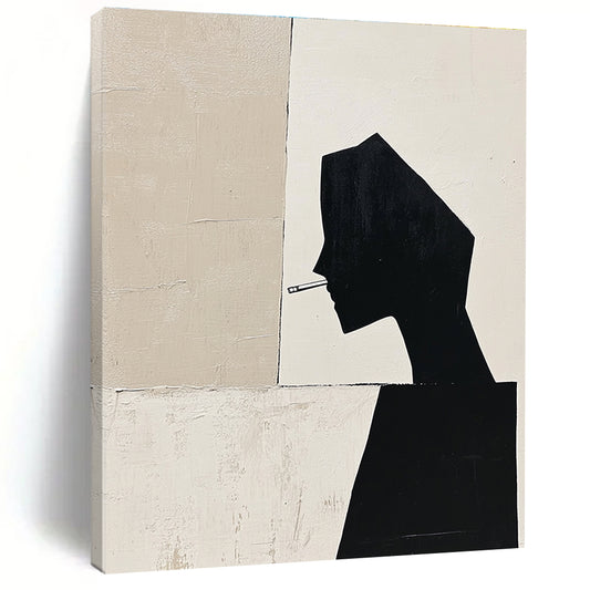 Silhouette with Cigarette Modern Abstract Portrait for Urban Art Café & Thought - Provoking Home Office STSC1486