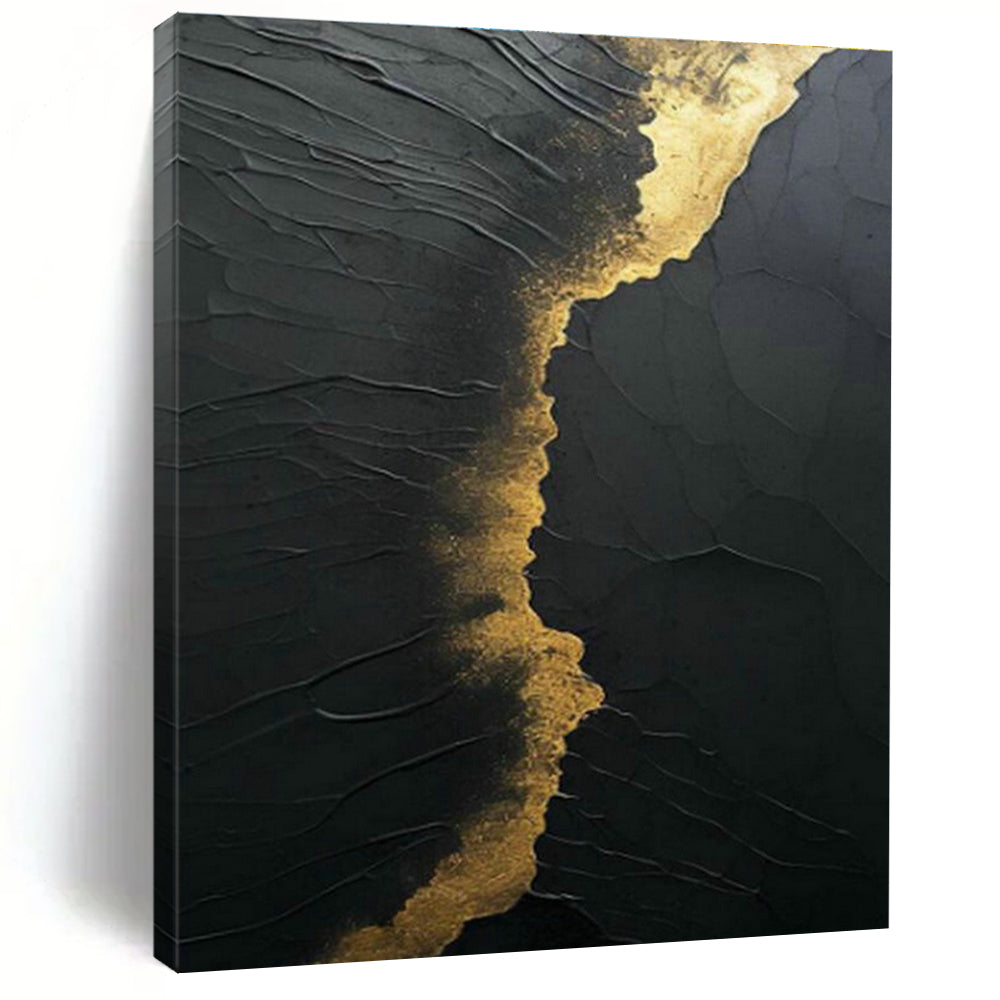 Black - Gold Textured Art for Luxury Hotel Lobby Accents DLZ0261