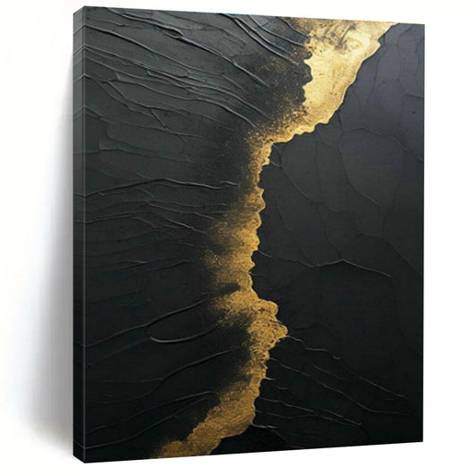Black - Gold Textured Art for Luxury Hotel Lobby Accents DLZ0261
