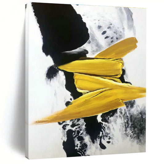 Yellow - Black Abstract Art for Living Room & Office DLZ0481