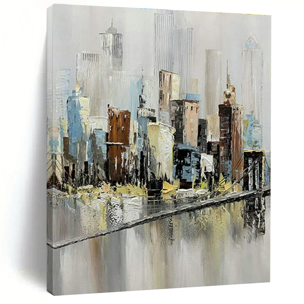 Impressionistic Cityscape Art for Urban Loft Living Room & Art - Themed Café DLZ2151