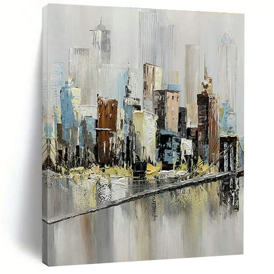 Impressionistic Cityscape Art for Urban Loft Living Room & Art - Themed Café DLZ2151