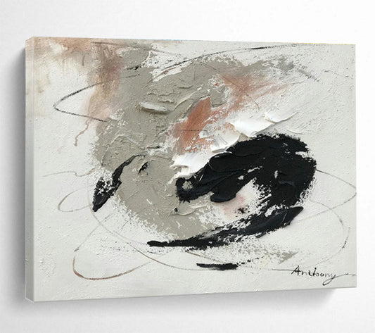 Grey - Black - Pink Abstract Art for Study Thoughtful Ambiance DLZ2696
