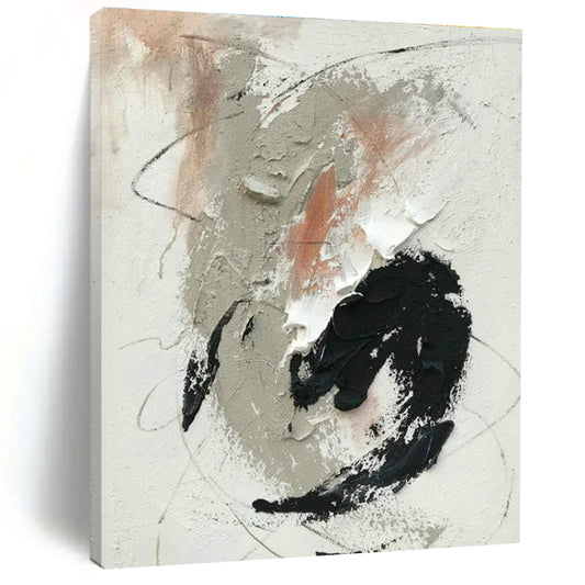 Gray - Pink - Black Abstract Art for Bohemian Café & Feminine Home Office DLZ1691