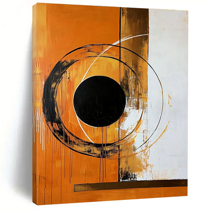 Orange and Black Circular Abstraction Art for Industrial - Style Loft & Modern Art Pop - Up STSC1354