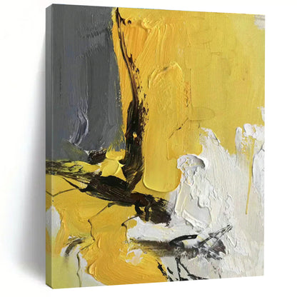 Yellow - Grey - Black - White Abstract Art for Living Room & Bedroom DLZ0471