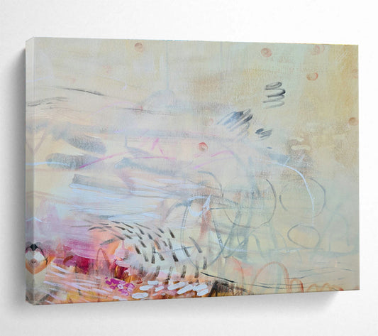 Beige - Yellow Line Abstract Art for Serene Home Offices DLZ2450