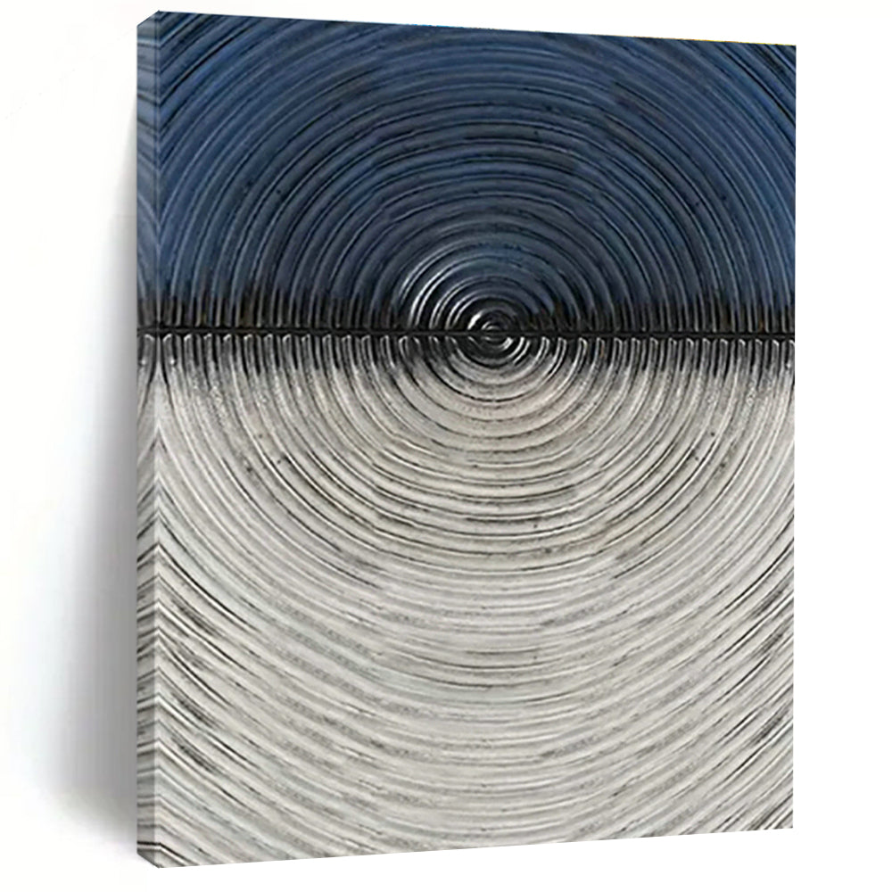 Black - White Concentric Circles Abstract Art for Modern Gallery & Tech Startup Office DLZ0661