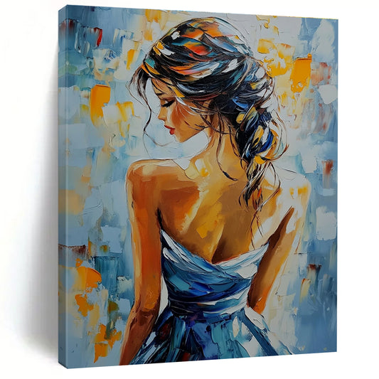 Woman in Blue Dress (Back View) for Romantic Restaurant & Feminine Boudoir STSC903