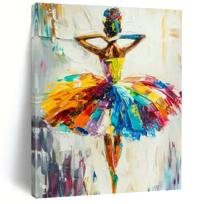 Colorful Ballerina Impasto Art for Dance Studio & Bohemian Bedroom DLZ1461