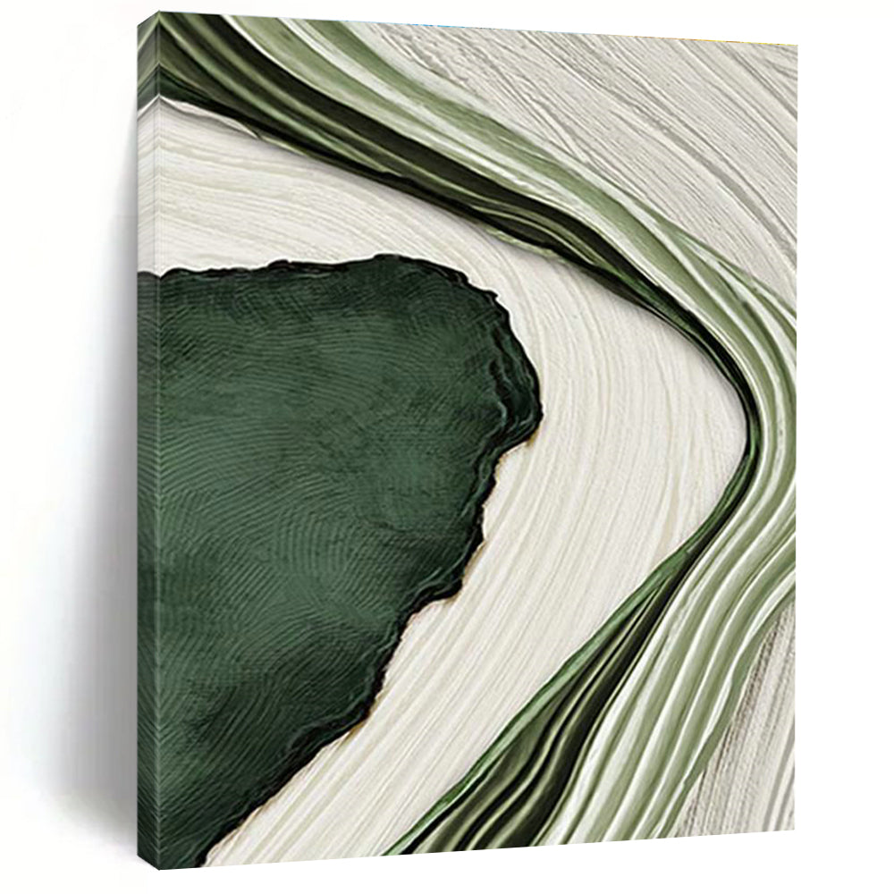 Green and White Flow Art for Nature - Inspired Lounge & Eco - Friendly Office DLZ2173