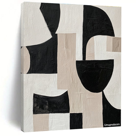 Black and Beige Geometric Abstract for Industrial - Chic Loft & Contemporary Art Studio STSC483