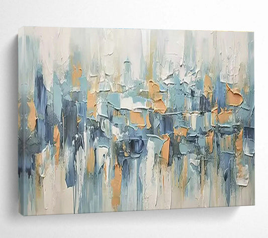 Textured Blue - Orange Abstract Art for Modern Loft Dynamism DLZ3069