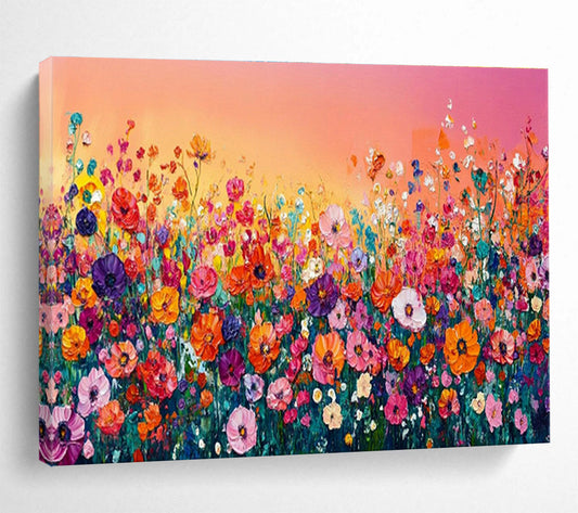 Vibrant Flower Field Art for Cheerful Sunroom Ambiance DLZ3064