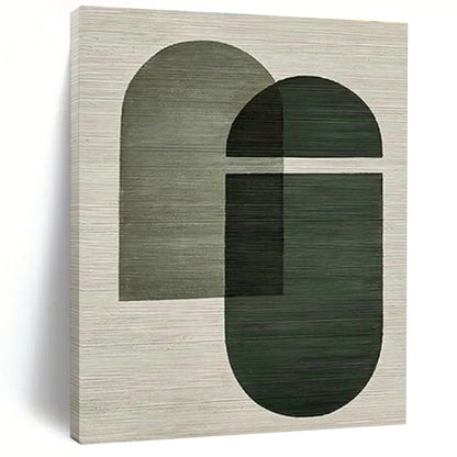 Green - Gray Geometric Abstract Art for Mid - Century Home & Modern Café DLZ1138